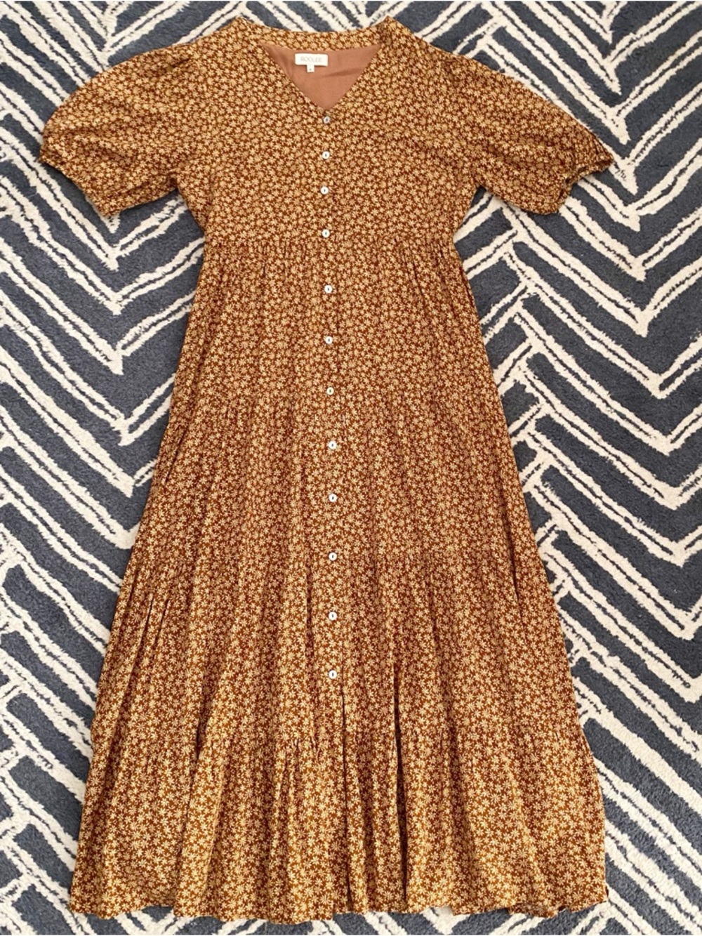 NWOT Roolee Aura Button Maxi Dress in Peru Color Way